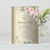 Afstudeerder Pet, Wijnglas, Boho Flowers Afstudere Kaart (Staand voorkant)