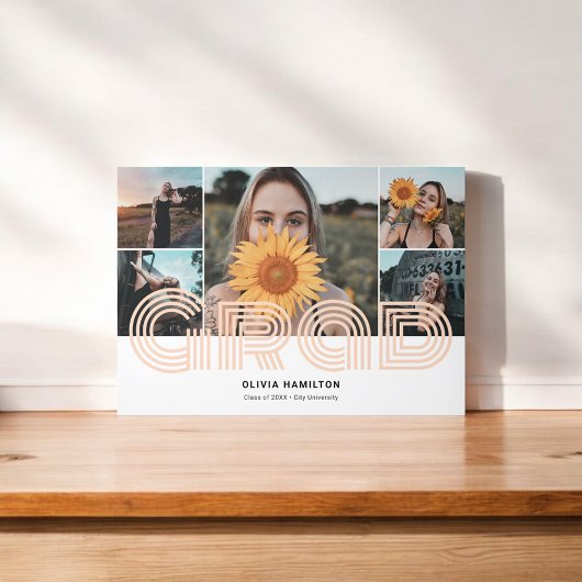 Afstudeerder Retro fotocollage Drieluik Aankondiging