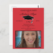 Afstudeerder Rode Black Gradup Briefkaart (Voorkant / Achterkant)