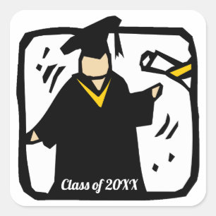 Afstudeerder Student Afstuderen Vierkante Sticker