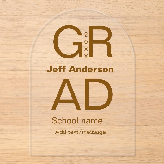 Afstudeerder Typografie Modern afstuderen Simple M Acryl Uitnodigingen (Voorkant)