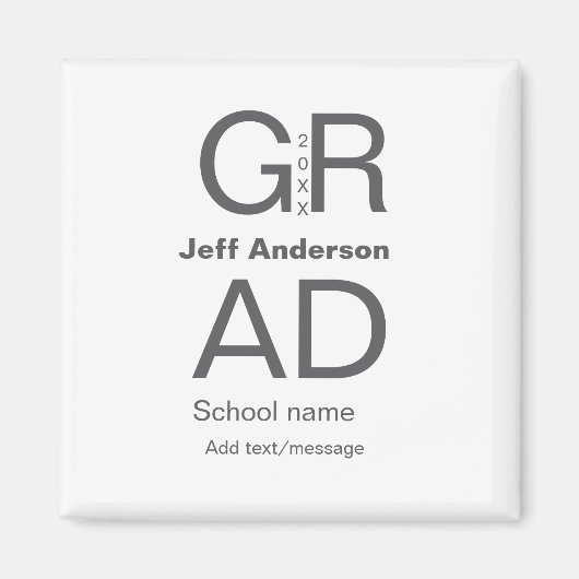 Afstudeerder Typografie Modern afstuderen Simple M Magneet (Voorkant)