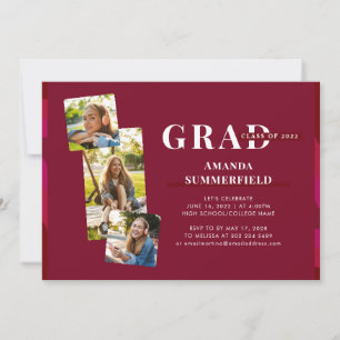 afstudeerder van de Burgundy Graduation Party Foto Kaart