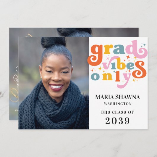 Afstudeerder vibes alleen afstudeerfeest klasse va aankondiging (Voorkant / Achterkant)