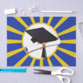 Afstudeerders Pet met blauw en goud Tissuepapier (Craft)