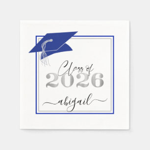 Afstudeerdop 2025 Royal Blue Silver Script Servet