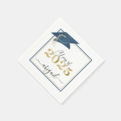 Afstudeerdop Blauw Goud Script Klasse van 2025 Servet (Hoek)