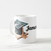 Afstudeerdop en boek koffiemok (Voorkant links)