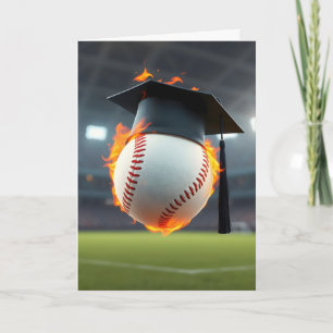 Afstudeerdop op een vlammende honkbal kaart