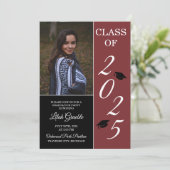 Afstudeerfeest 2025 Afstudeerder Pet Maroon Kaart (Staand voorkant)