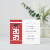 Afstudeerfeest 2025 Moderne eenvoudige uitnodiging (Staand voorkant)