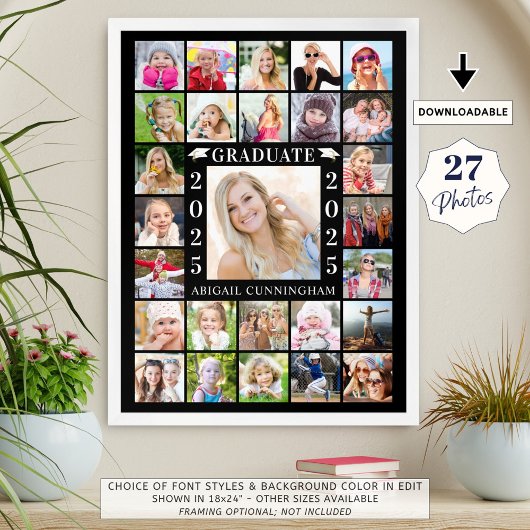 Afstudeerfeest 27 Fotocollage gepersonaliseerd Poster