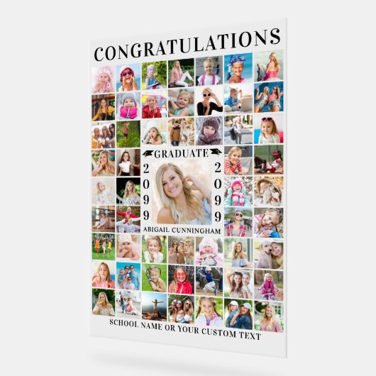 Afstudeerfeest 55 Fotocollage Custom Acryl Bord (Hoek)