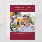 Afstudeerfeest bordeaux fotocollage kaart (Voorkant)