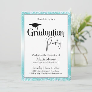 Afstudeerfeest Bright Turquoise Ombre Confetti Kaart