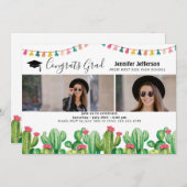 Afstudeerfeest Cactus Fotokaart Feestdagenkaart (Voorkant / Achterkant)