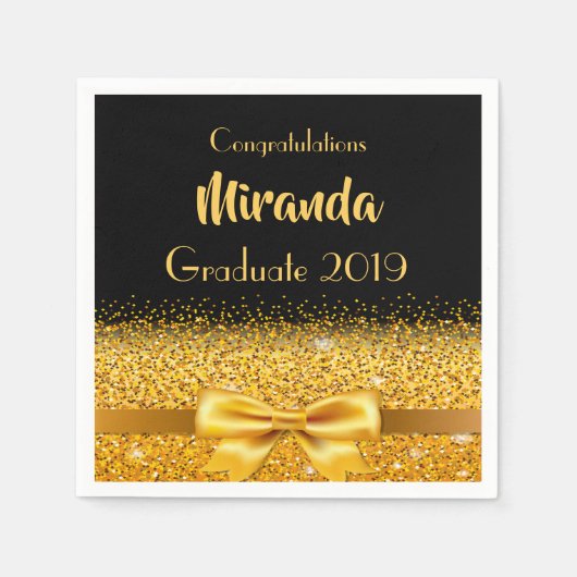 Afstudeerfeest goud zwart goud boog servet (Voorkant)