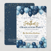 Afstudeerfeest Marine blauwe ballonnen Kaart (Voorkant / Achterkant)