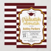 Afstudeerfeest - Maroon Gold White Kaart (Voorkant / Achterkant)