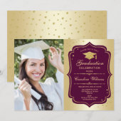 Afstudeerfeest met foto - Gold Bourgogne Kaart (Voorkant / Achterkant)