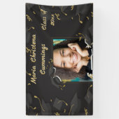Afstudeerfeest met Hoed en Confetti Spandoek (Verticaal)