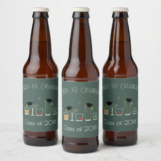 Afstudeerfeest met pet en cocktail bier etiket