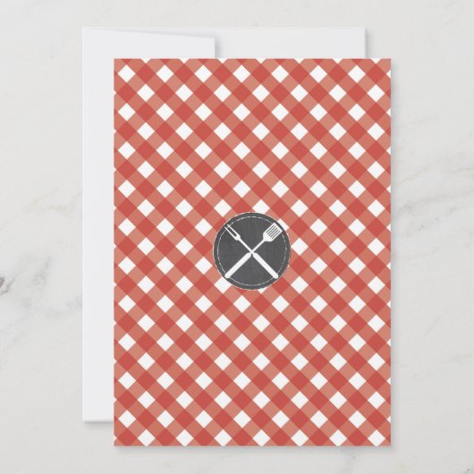 Afstudeerfeest Nodig Red Gingham BBQ Chalk Kaart (Achterkant)