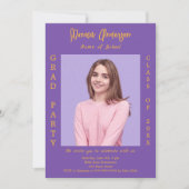 Afstudeerfeest paarse lavendelfoto kaart (Voorkant)