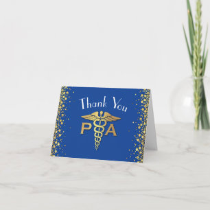 Afstudeerfeest Physician Assistant PA Blauw Goud Bedankkaart