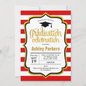 Afstudeerfeest - Rood Goud Zwart Wit Kaart (Voorkant)