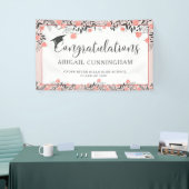 Afstudeerfeest Roos Gold Blush Bloemen Spandoek (Beurs)