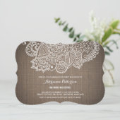 afstudeerfeest | Rustic Burlap Paisley Pattern Kaart (Staand voorkant)