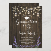 Afstudeerfeest - Rustic Wood Lavender Kaart (Voorkant / Achterkant)