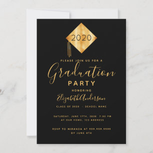 Afstudeerfeest topper zwart goud 2026 kaart