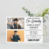 Afstudeerfeest, twee afgestudeerden kaart (Staand voorkant)