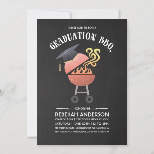  Afstudeerfeest uitnodigingen | BBQ Party (Voorkant)