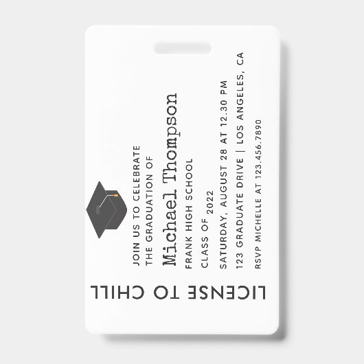 Afstudeerfeest VIP Pass Badge (Voorkant)