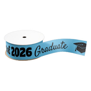 Afstudeerfeest Zwart Blauwe Hoed Vector Kunst Grosgrain Lint