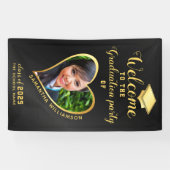 Afstudeerfeest Zwart Goud Custom Photo Welkom Spandoek (Horizontaal)