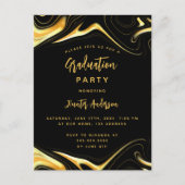 Afstudeerfeest zwart goud modern uitnodiging briefkaart (Voorkant)