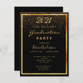 Afstudeerfeest zwart goud uitnodiging (Voorkant / Achterkant)