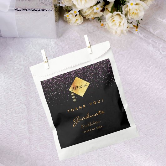 Afstudeerfeest zwart paarse goud bedankt 2025 bedankzakje