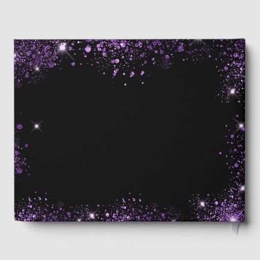 Afstudeerfeest zwart paarse gouden glitter 2025 gastenboek (Achterkant)