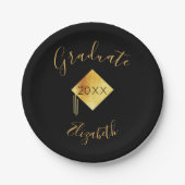 Afstudeerfeest zwarte gouden dop 2023 papieren bordje (Voorkant)