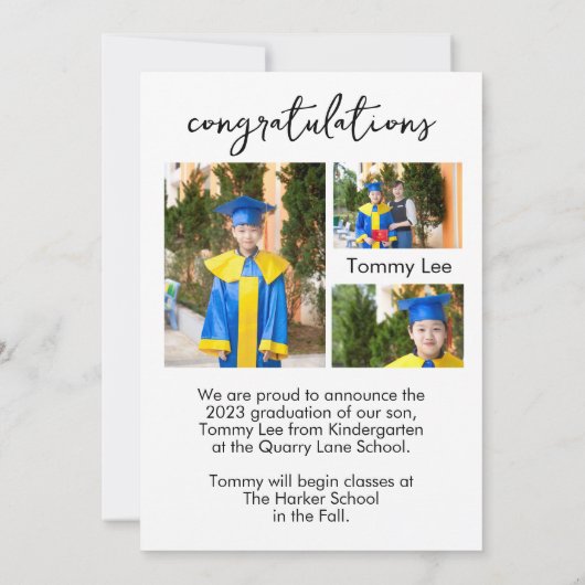 Afstudeerfoto-aankondiging met 4 afbeeldingen kaart (Achterkant)