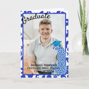Afstudeerfoto blauwe Luipaardprint Kaart