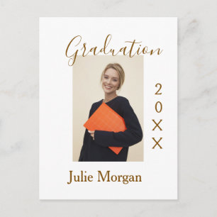 Afstudeerfoto bruin gouden jaar 20XX naam eenvoudi Briefkaart