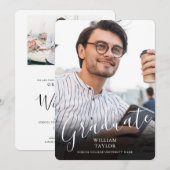 Afstudeerfoto Elegante Script Afstudeerbericht Aankondiging (Voorkant / Achterkant)