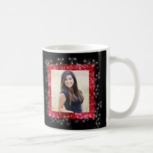 Afstudeerfoto met rode glitters frame en glans koffiemok
