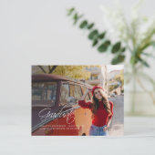 Afstudeerfoto Script Moderne Afstuderen 2025 Aankondigingskaart (Staand voorkant)